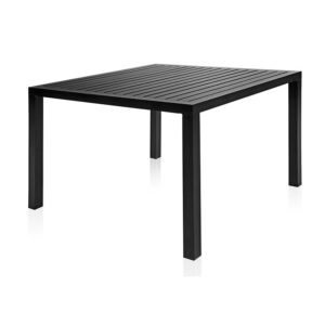 Mesa de Jantar Valência quadrada com estrutura em Alumínio com tampo ripado - 4 Lugares.